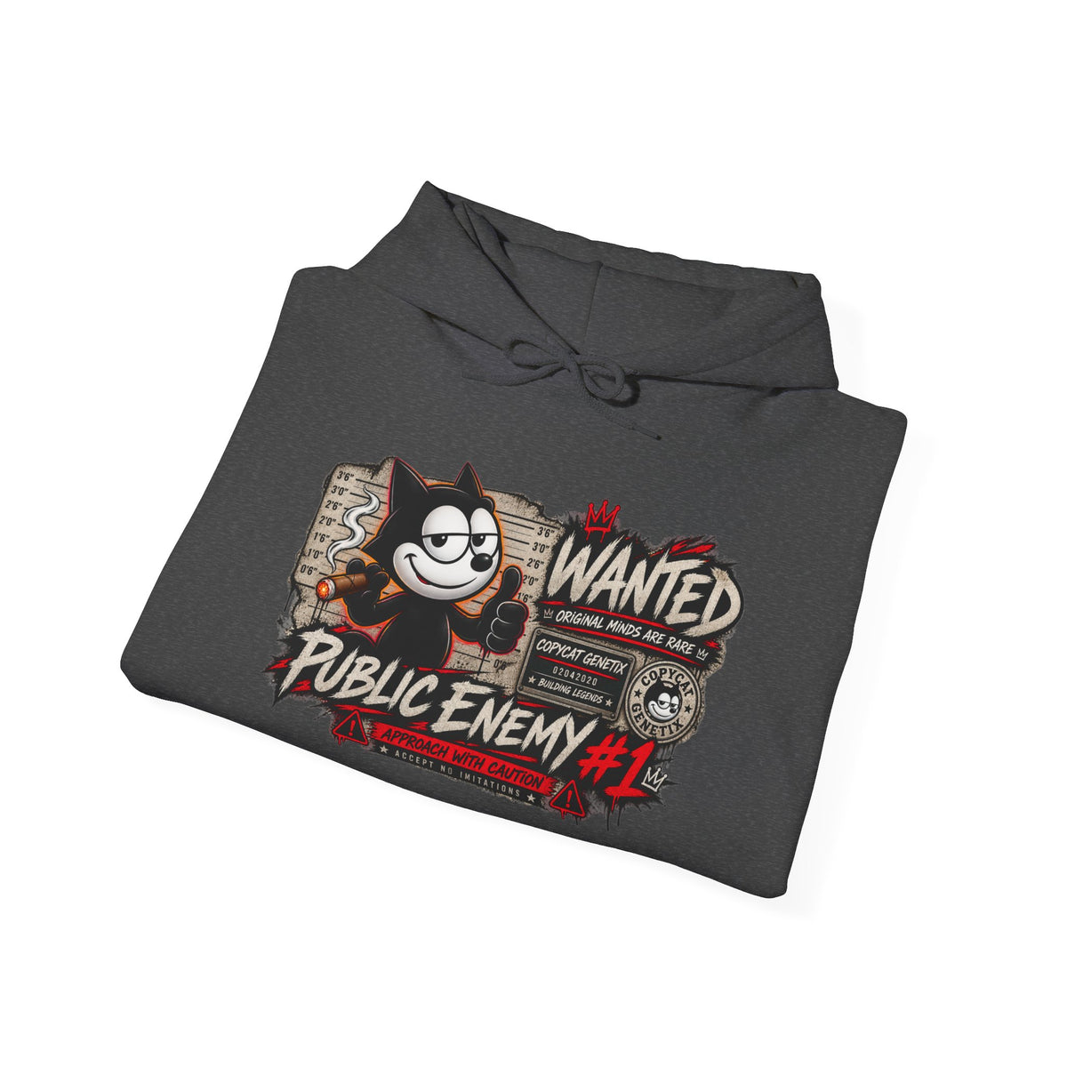 Felix 'the Enemy #1' Hoodie – Retro Wanted Poster Cat Graphic Sweatshirt