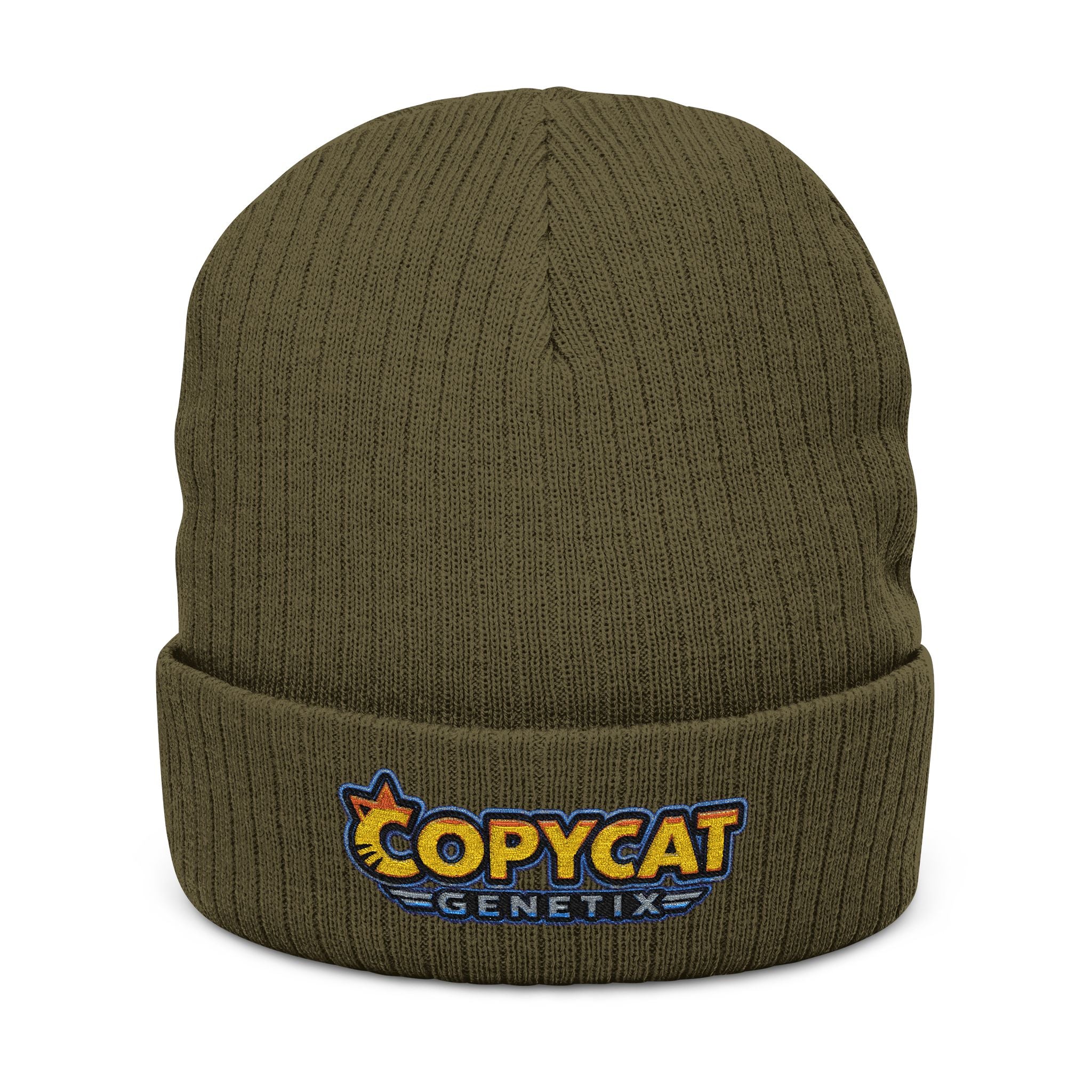 Embroidered 'Copycat' Ribbed Knit Beanie — Cozy Logo Winter Hat