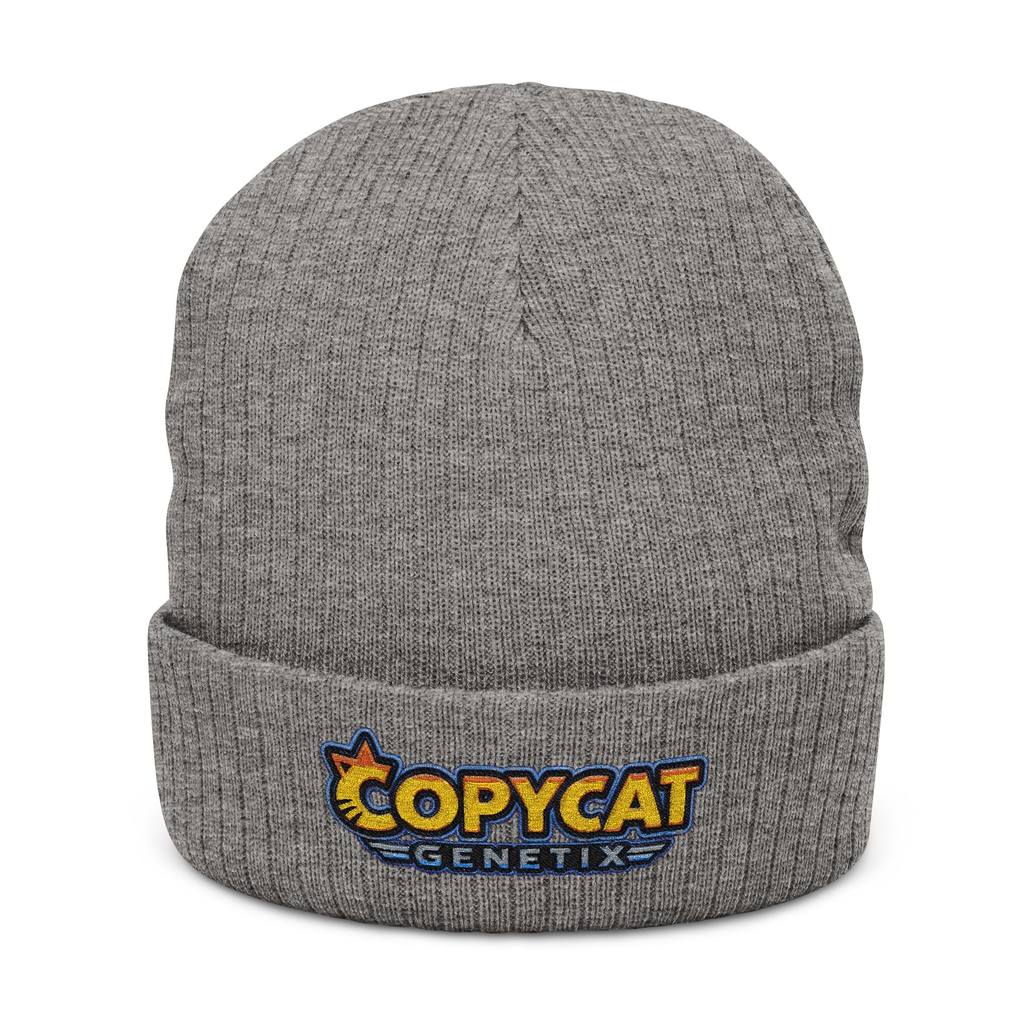 Embroidered 'Copycat' Ribbed Knit Beanie — Cozy Logo Winter Hat