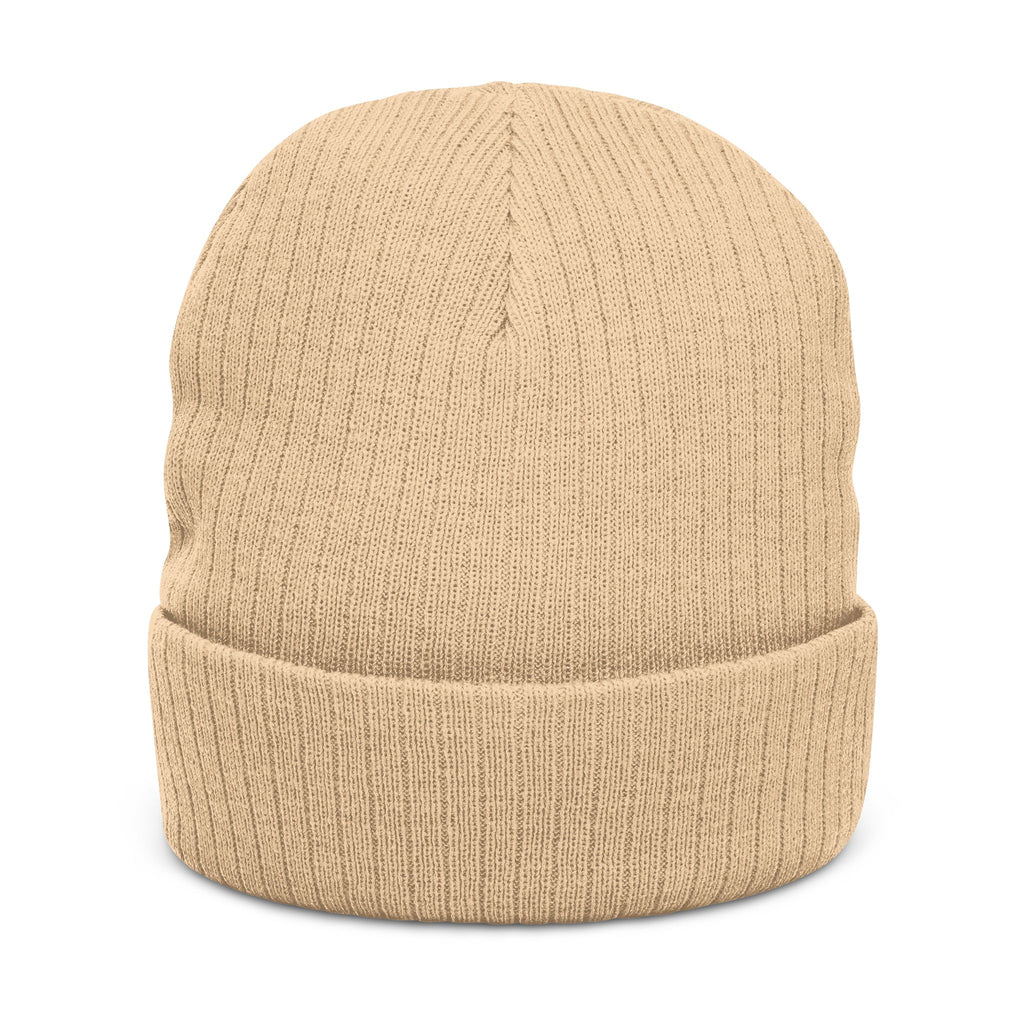 Embroidered 'Copycat' Ribbed Knit Beanie — Cozy Logo Winter Hat