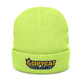 Embroidered 'Copycat' Ribbed Knit Beanie — Cozy Logo Winter Hat