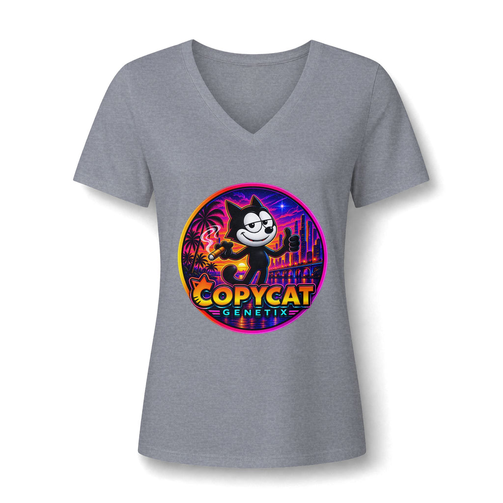 Copycat Genetix Retro Cat V-Neck Tee