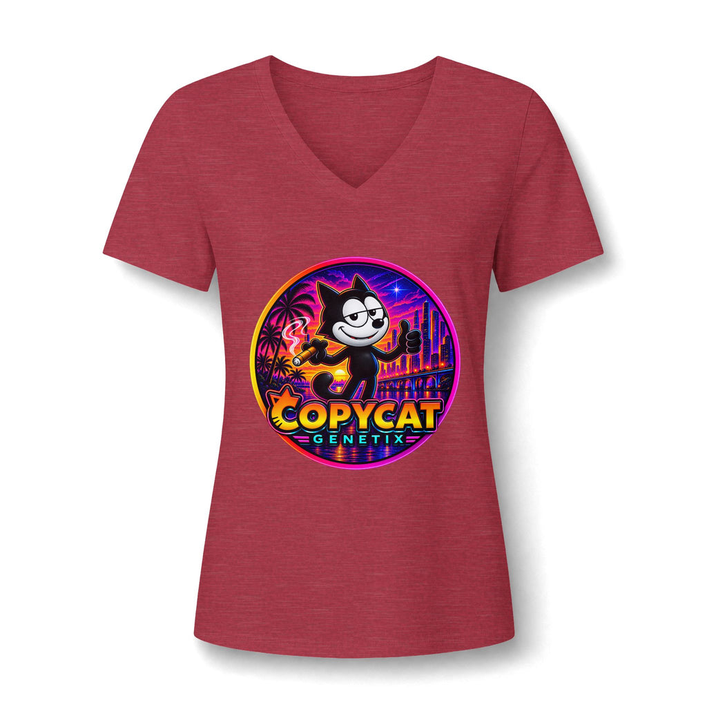 Copycat Genetix Retro Cat V-Neck Tee