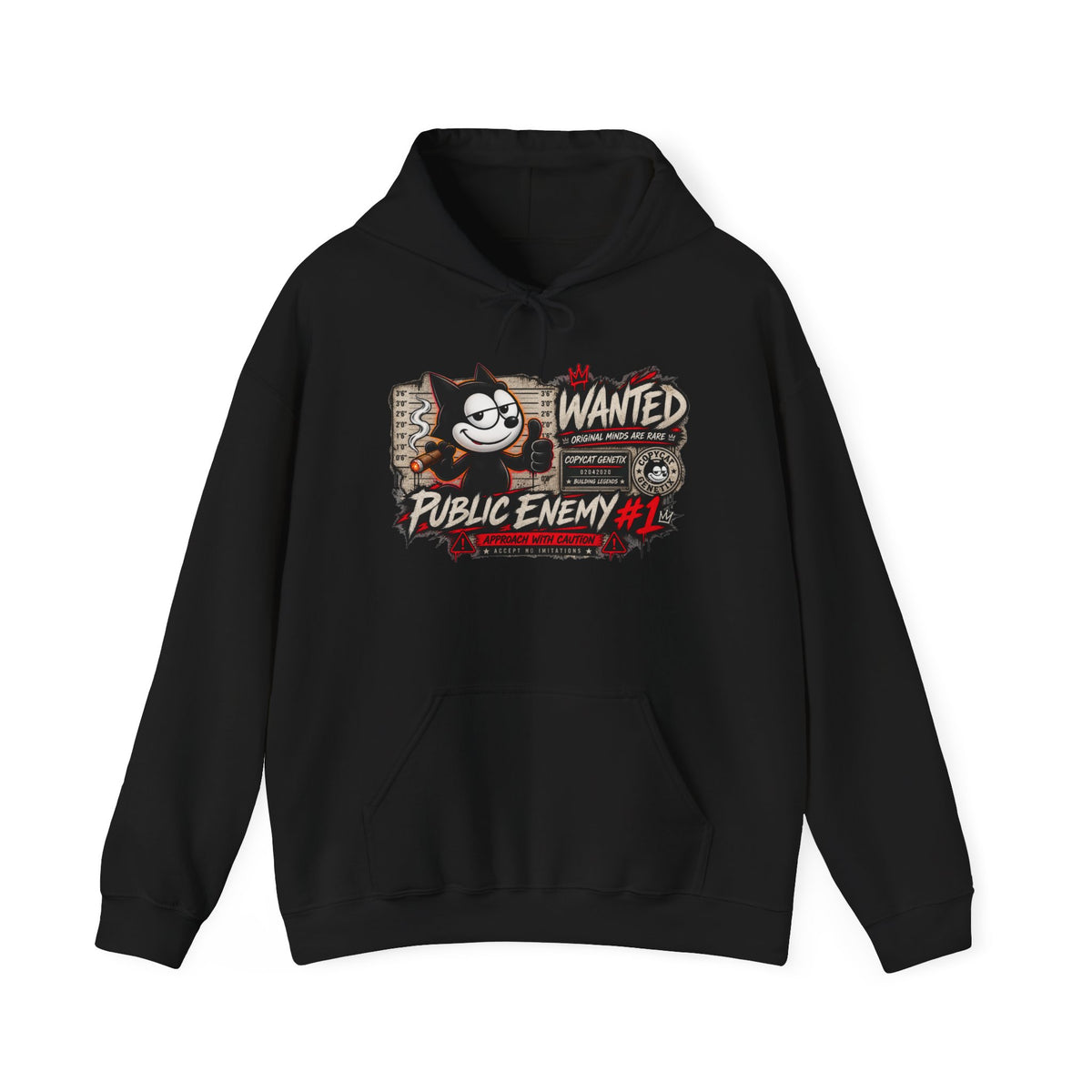 Felix 'the Enemy #1' Hoodie – Retro Wanted Poster Cat Graphic Sweatshirt