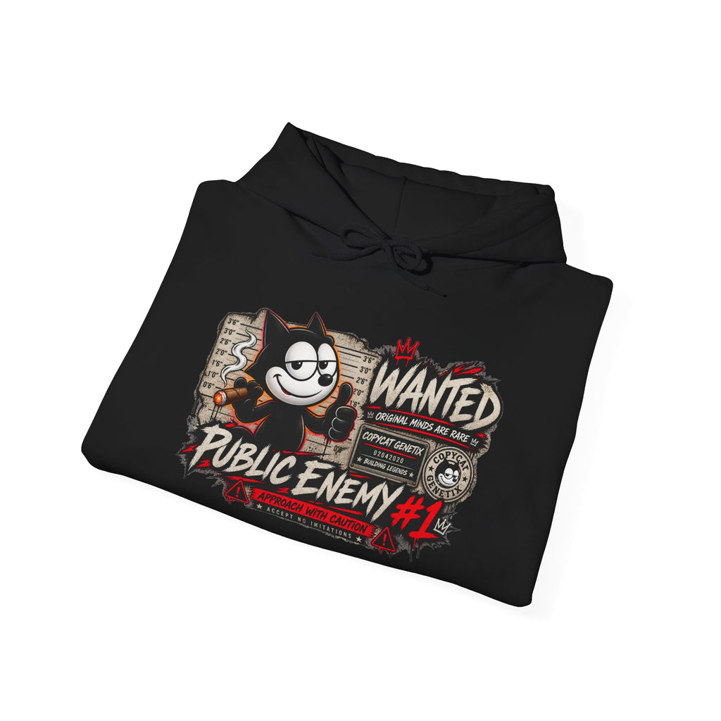 Felix 'the Enemy #1' Hoodie – Retro Wanted Poster Cat Graphic Sweatshirt