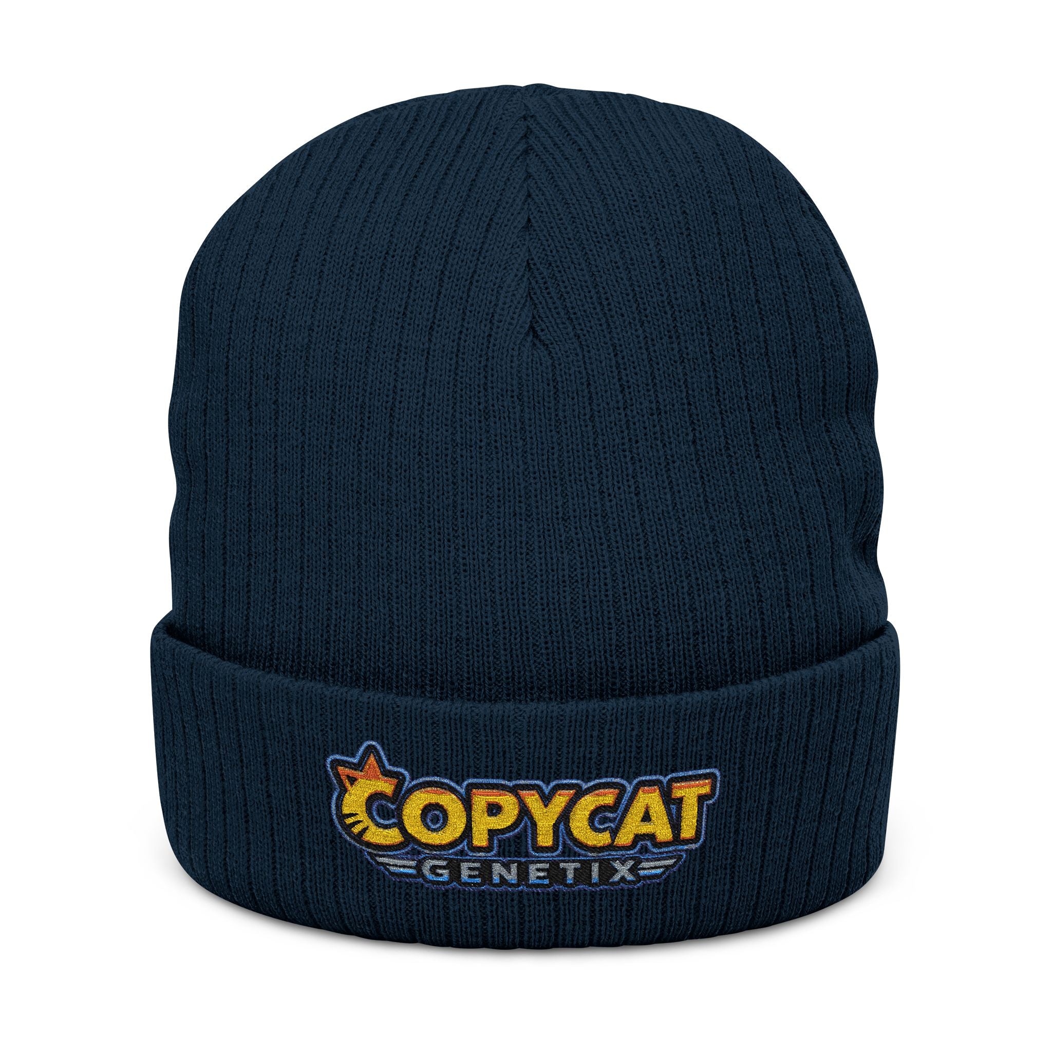 Embroidered 'Copycat' Ribbed Knit Beanie — Cozy Logo Winter Hat