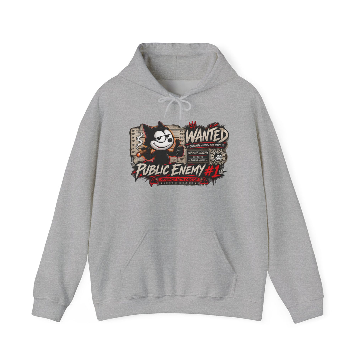 Felix 'the Enemy #1' Hoodie – Retro Wanted Poster Cat Graphic Sweatshirt