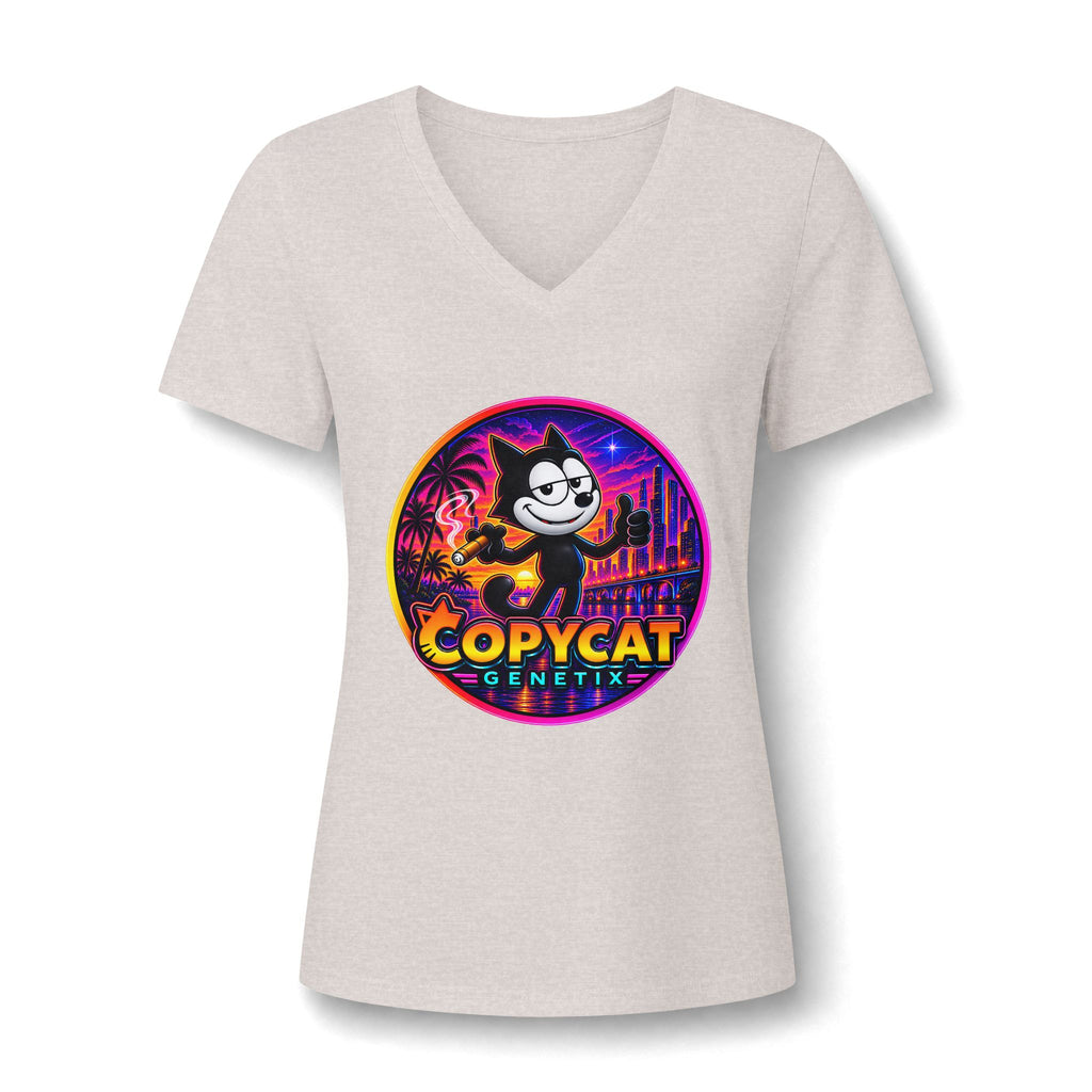 Copycat Genetix Retro Cat V-Neck Tee