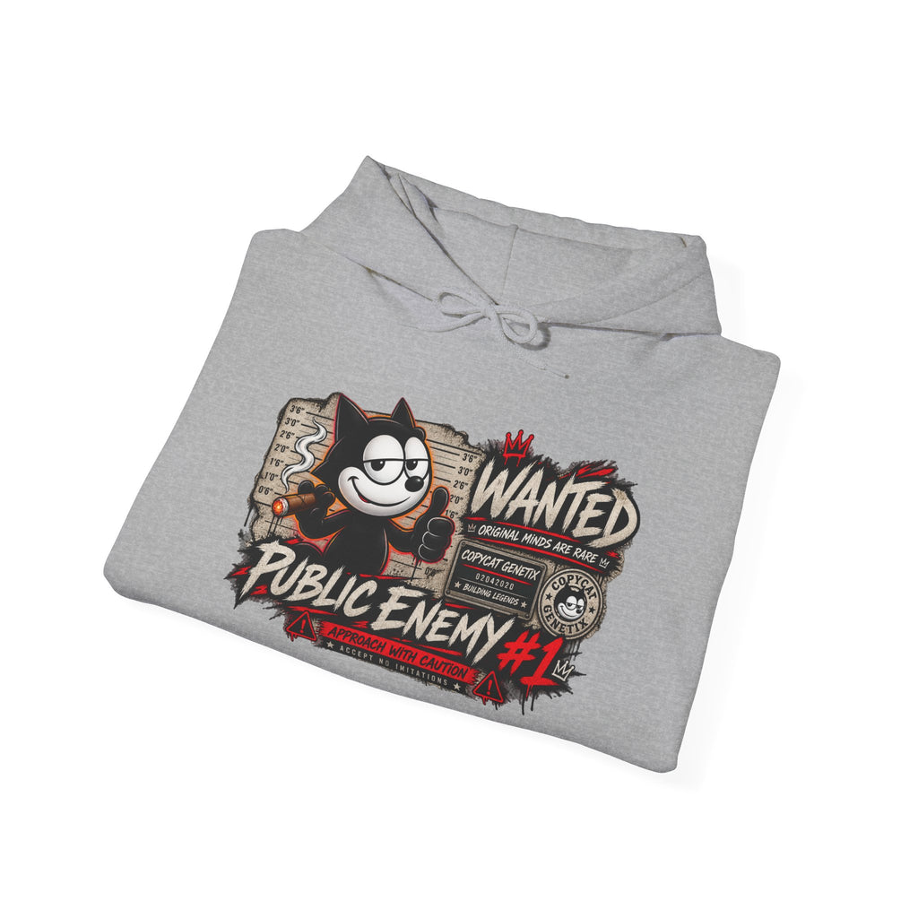 Felix 'the Enemy #1' Hoodie – Retro Wanted Poster Cat Graphic Sweatshirt